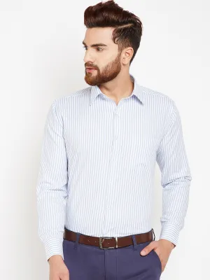 Men Blue Stripes Pure Cotton Regular Fit Formal Shirt