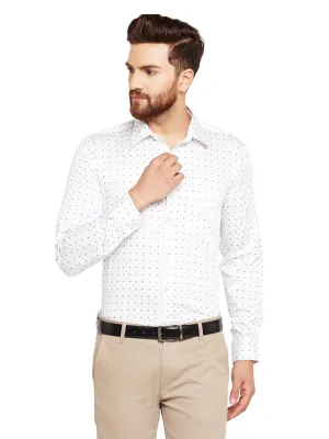 Men Cream Prints Pure Cotton Slim Fit Formal Shirt