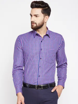 Men Pink Checks Cotton Rich Slim Fit Formal Shirt