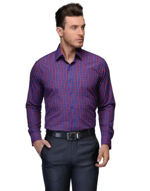 Men Red Checks Cotton Rich Slim Fit Formal Shirt