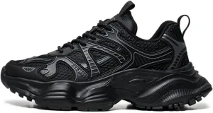 Men's Fashion Breathable Chunky Platform Lace-Up Sneakers Retro Non Slip Workout Sport Dad Shoes for Tennis Walking Driving Daily