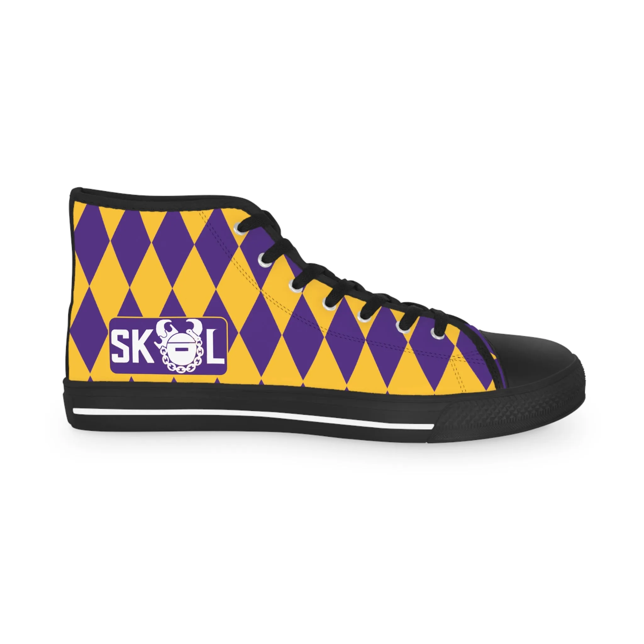 Men's High Top Sneakers - Purple/Gold Diamonds