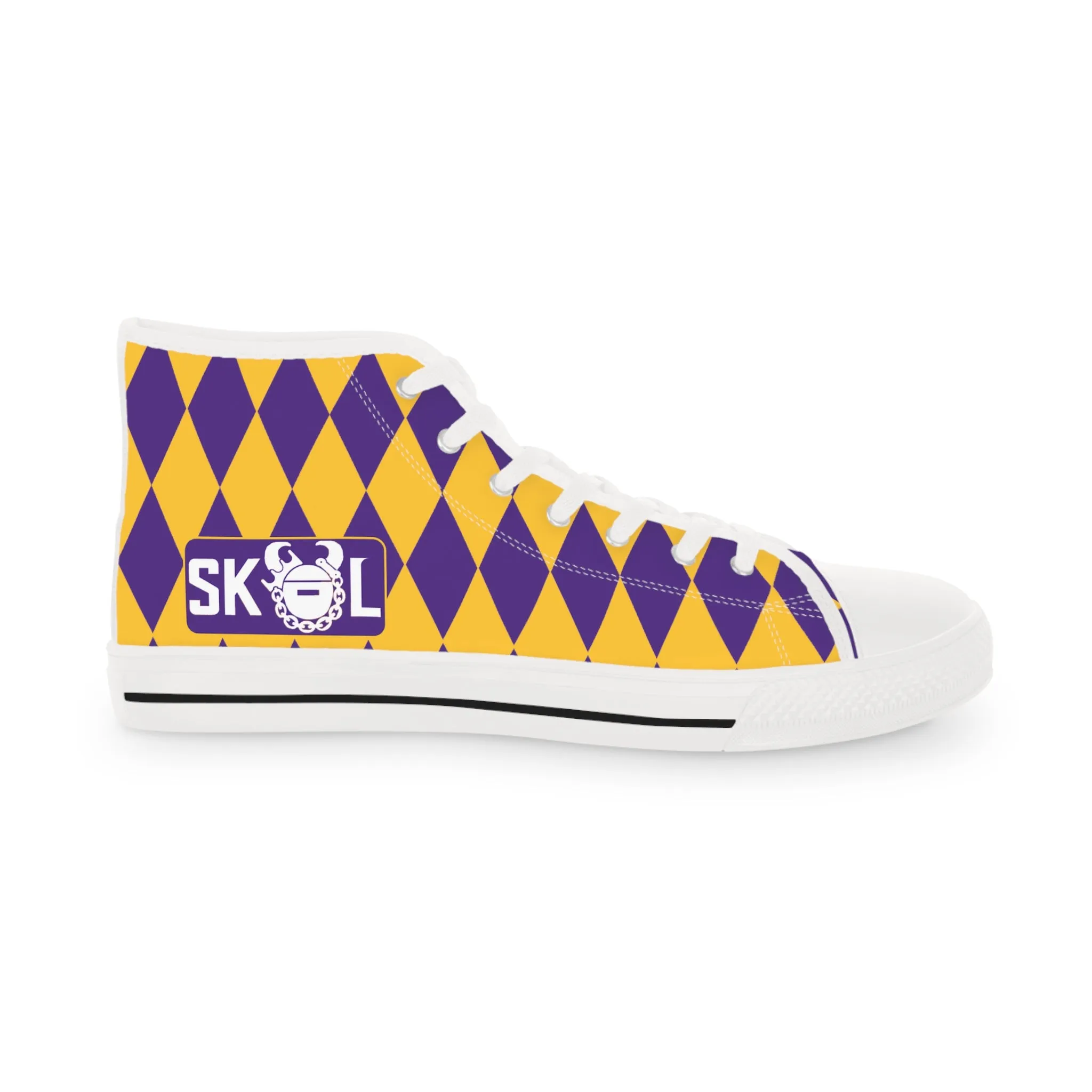Men's High Top Sneakers - Purple/Gold Diamonds