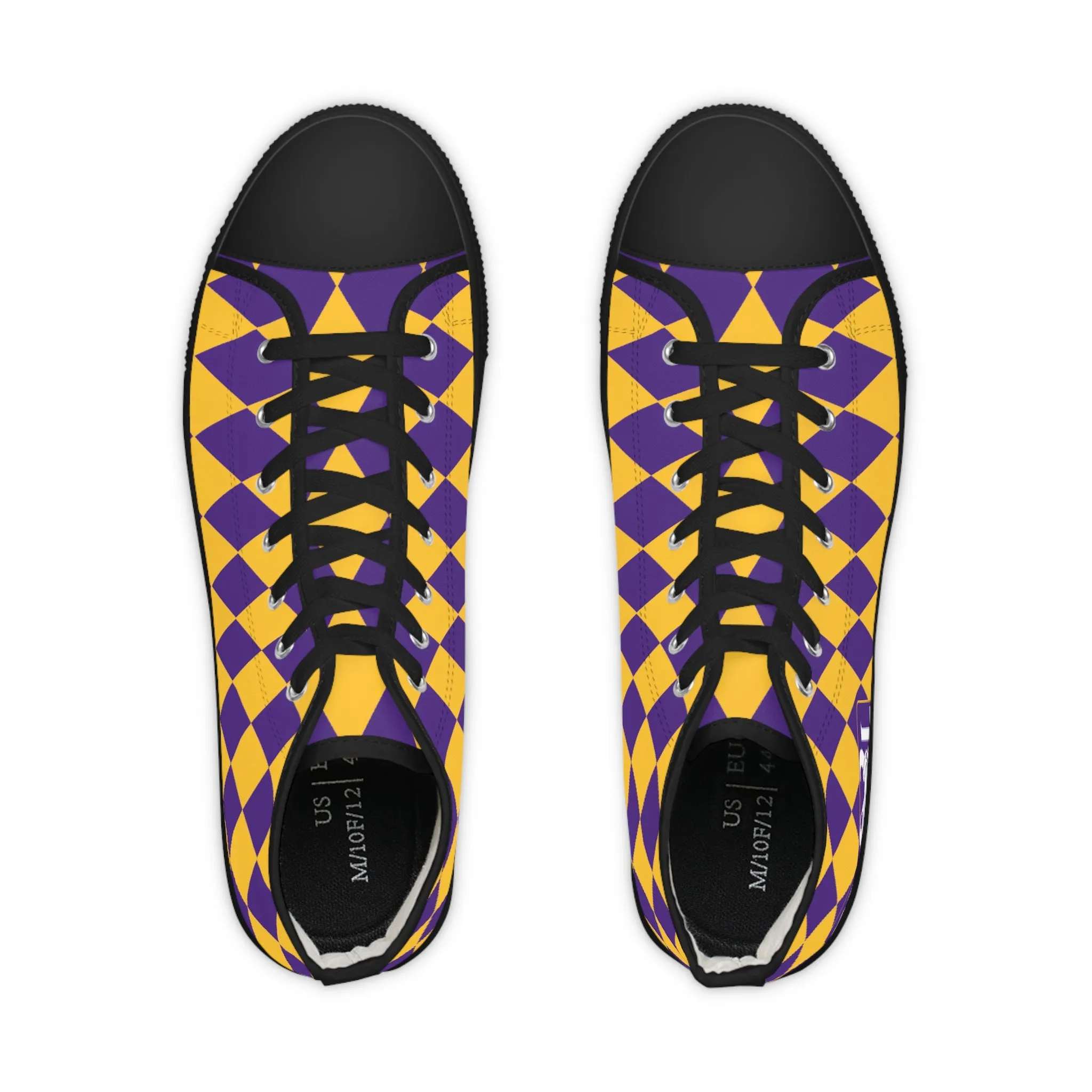 Men's High Top Sneakers - Purple/Gold Diamonds