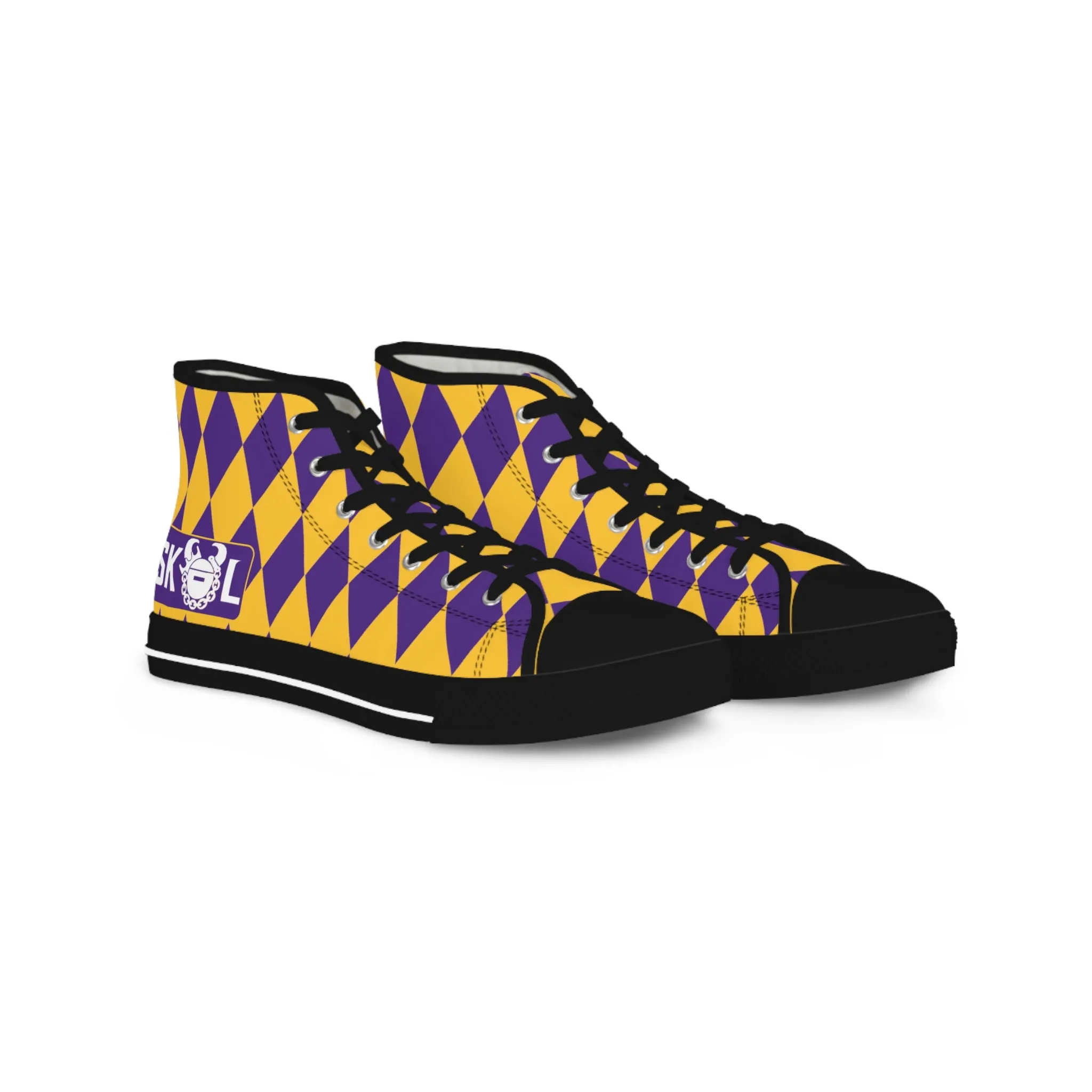 Men's High Top Sneakers - Purple/Gold Diamonds