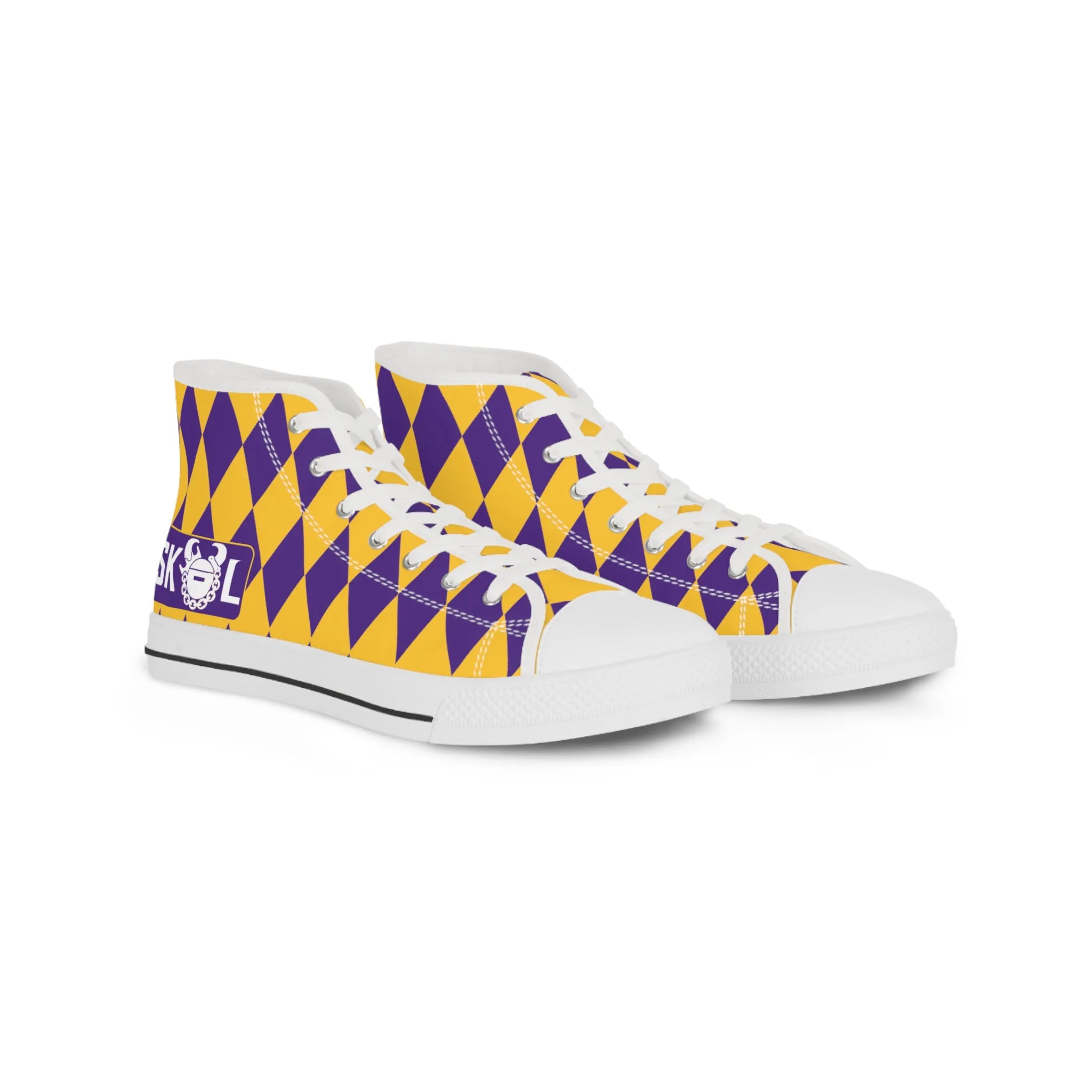 Men's High Top Sneakers - Purple/Gold Diamonds