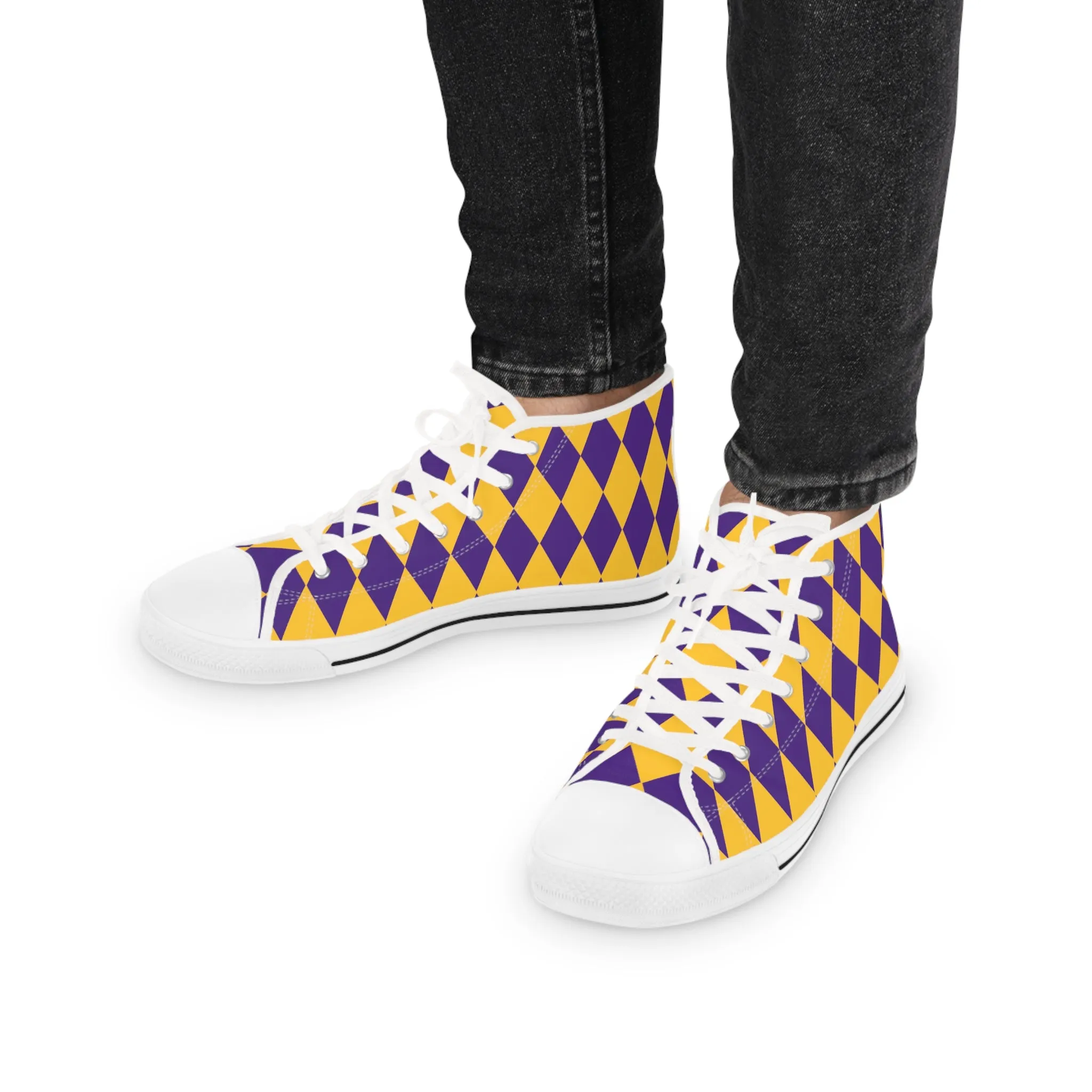 Men's High Top Sneakers - Purple/Gold Diamonds