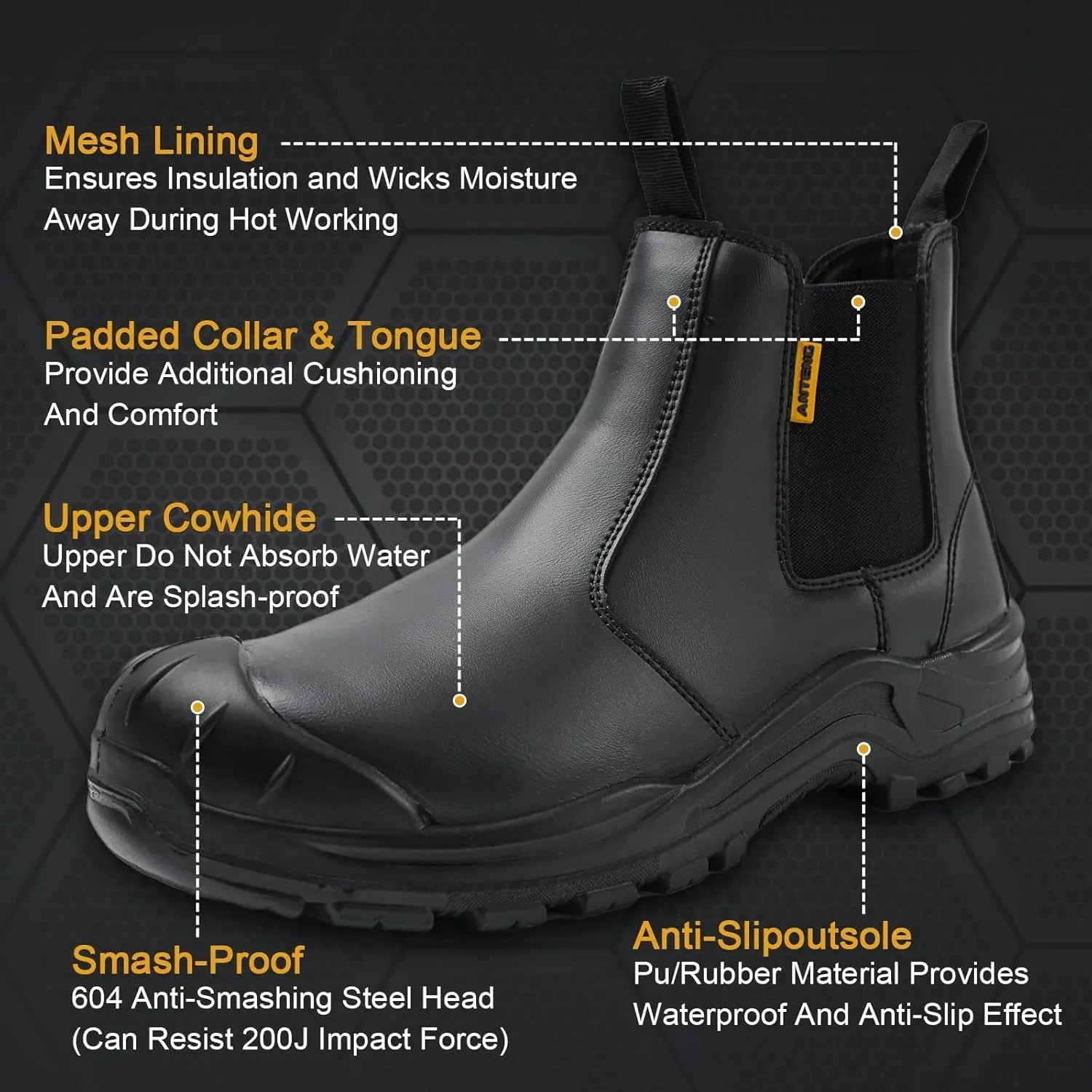Men's Work & Safety Footwear, Shatterproof Composite Toe Boots, Antipruritic Work Boots, Zapatos de Trabajo Para Hombres