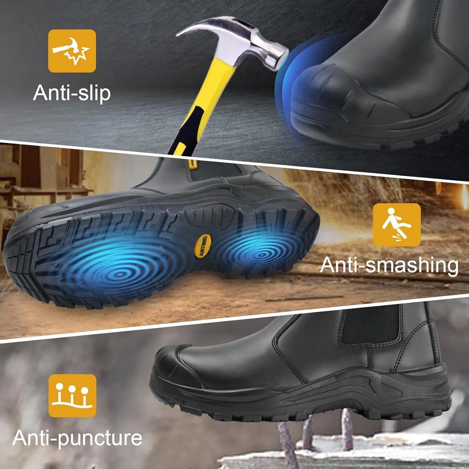 Men's Work & Safety Footwear, Shatterproof Composite Toe Boots, Antipruritic Work Boots, Zapatos de Trabajo Para Hombres