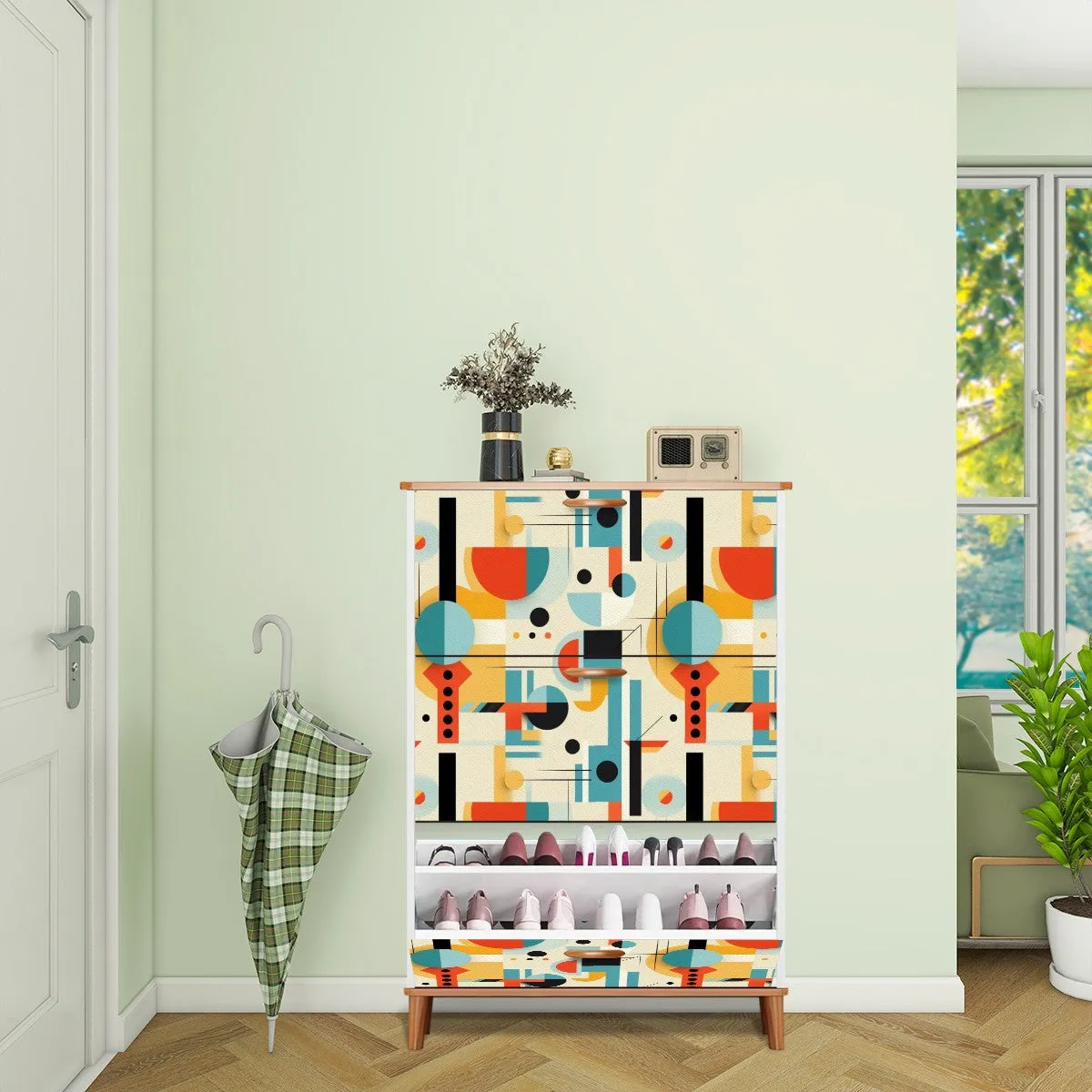 Mid Century Modern Bauhaus Desiged Shoe Storage Shoe Cabinet