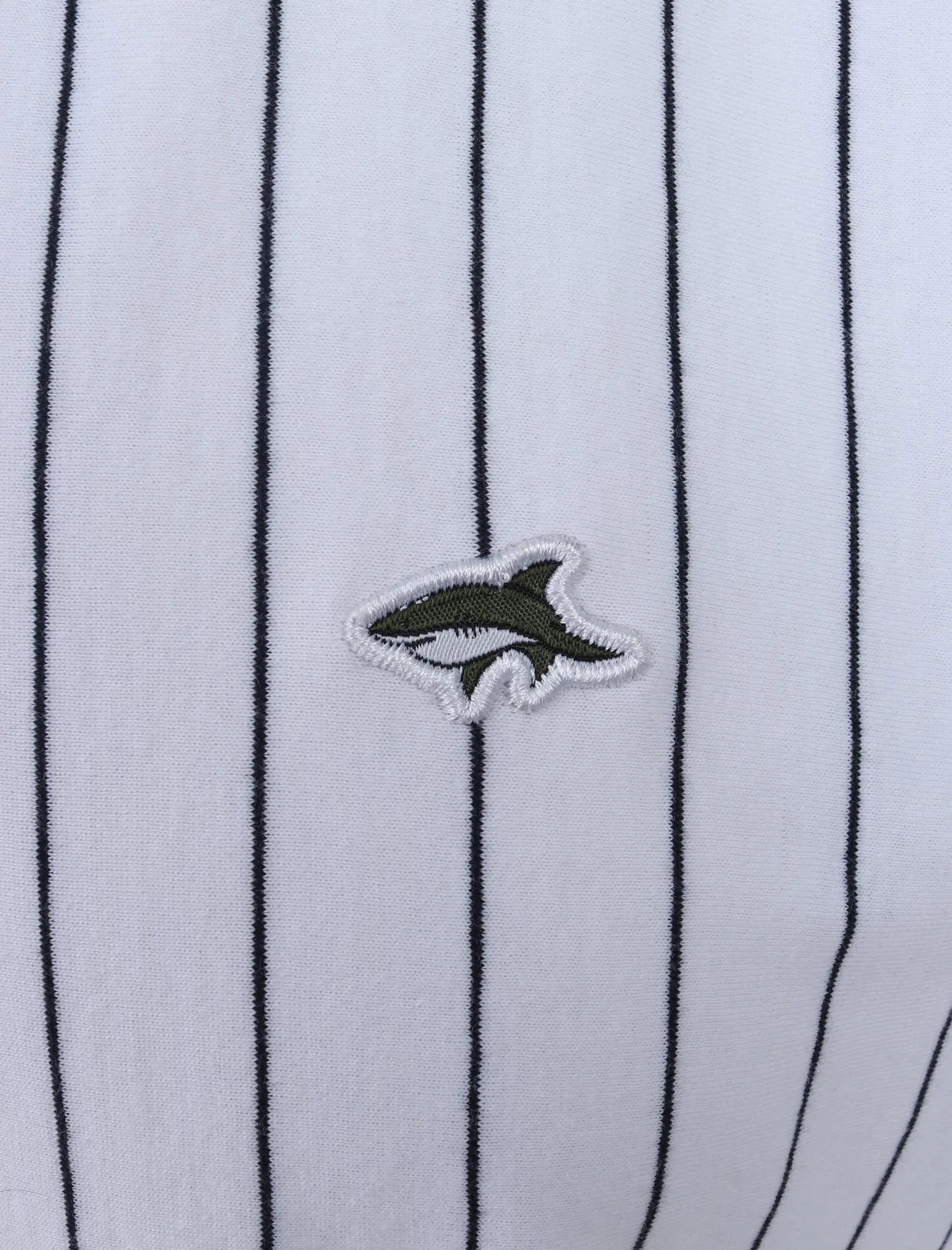 Montague Pinstripe Cotton Jersey T-Shirt with Ribbed Tipping in Bright White - Le Shark