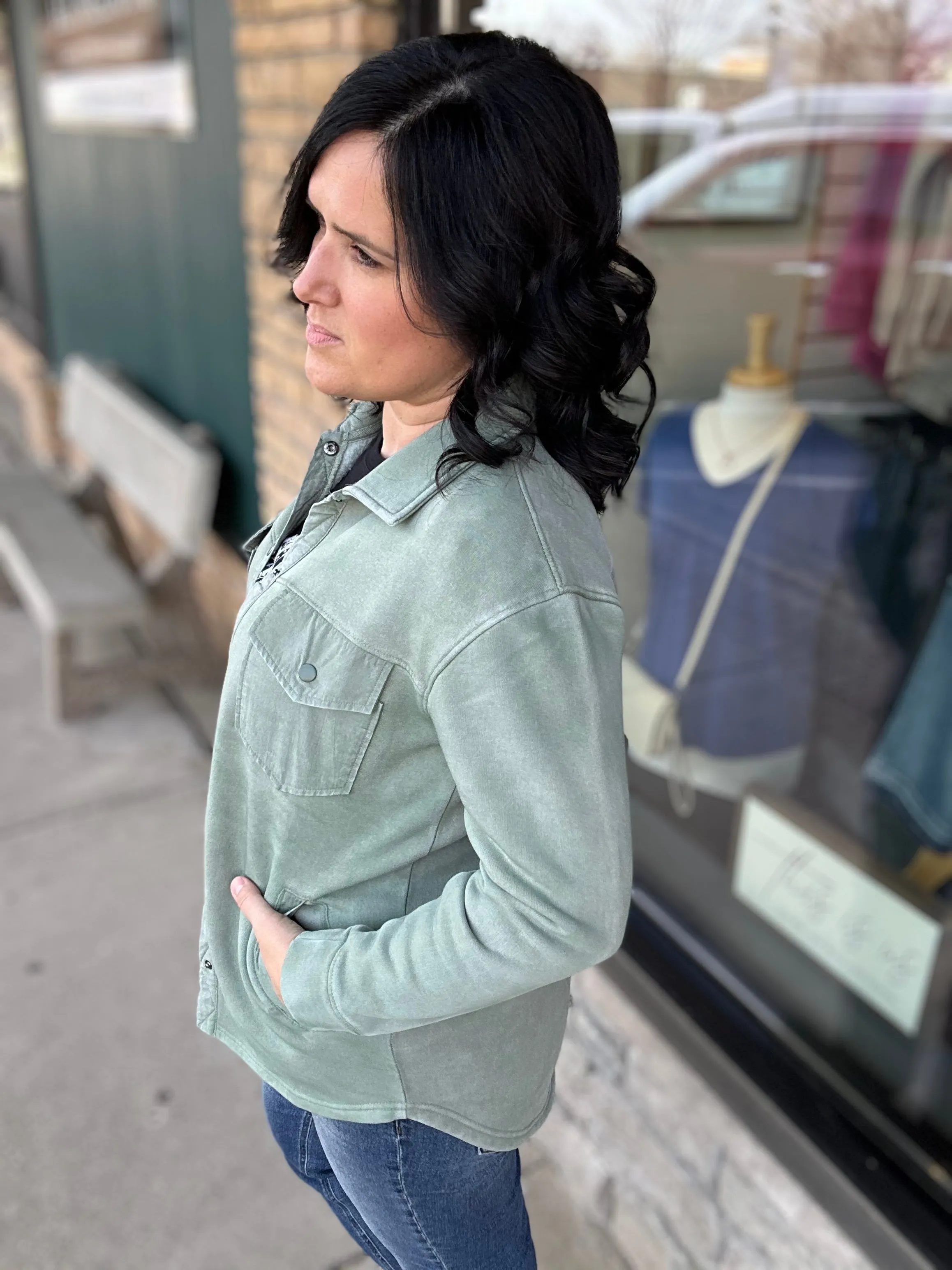 Moss Snap On Shacket