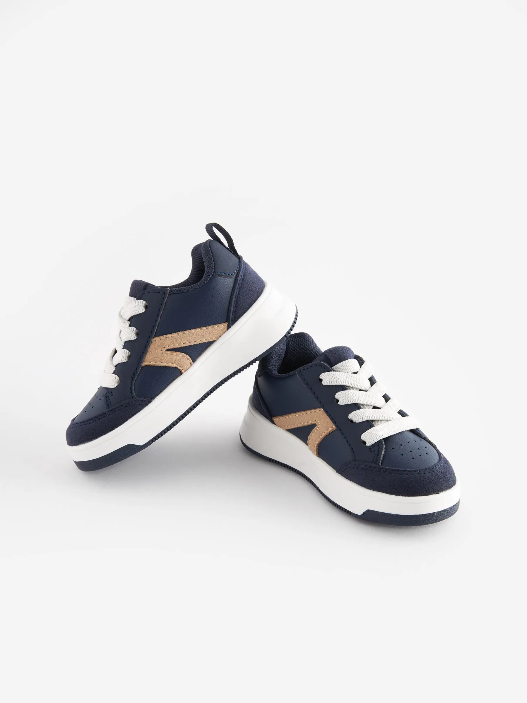 Navy Blue Wide Fit (G) Elastic Lace Trainers