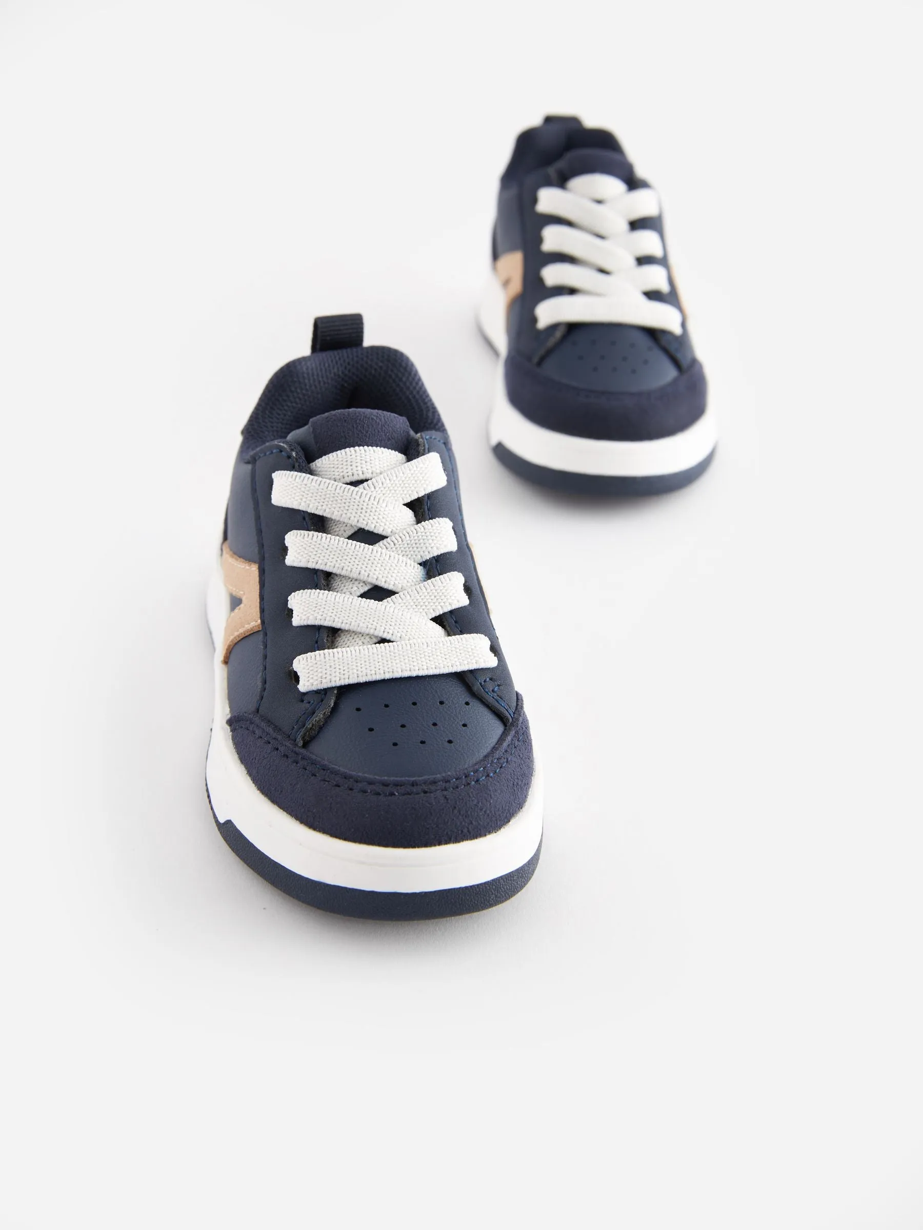 Navy Blue Wide Fit (G) Elastic Lace Trainers