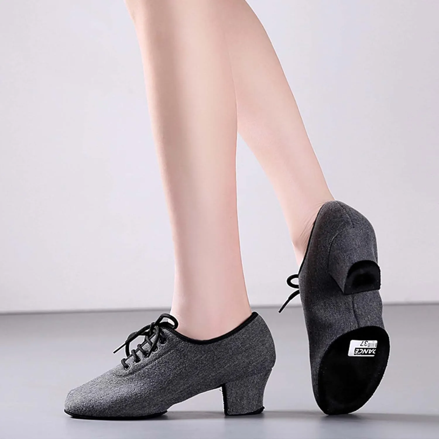 ONAIC Women's Lace-Up Latin Dance Shoes Lace-Up Ballroom Modern Trainers Practice Performance Dancing Shoes