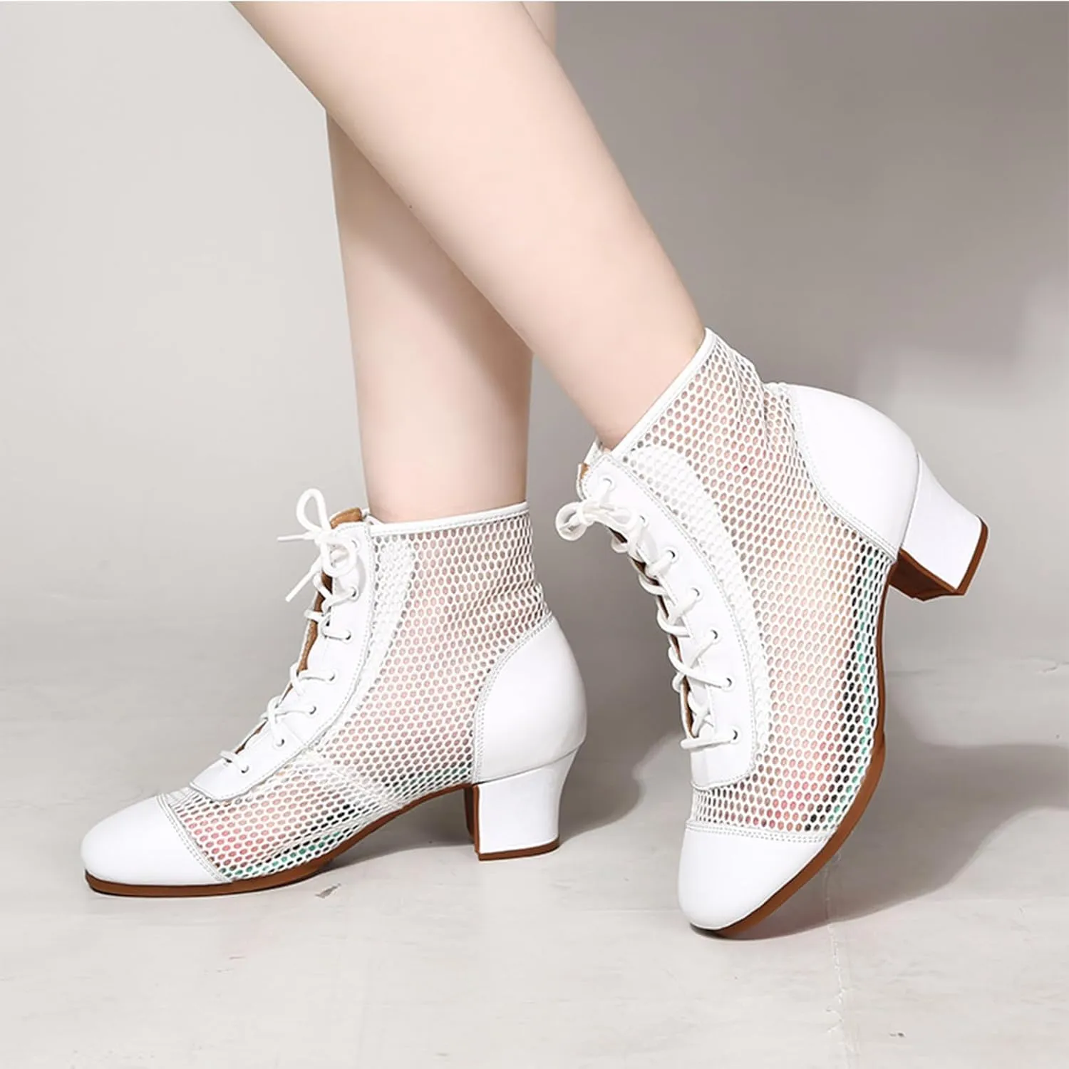 ONAIC Women's Latin Ballroom Dance Shoes Ballroom Dance Sneakers Rubber Sole Practice Jazz Dance Trainers 3.5 Heel
