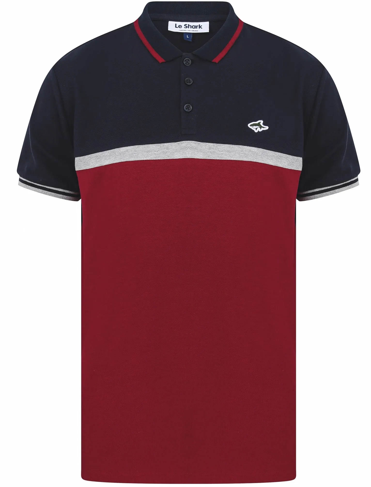 Palmerston Colour Block Pique Polo Shirt In Beet Red - Le Shark