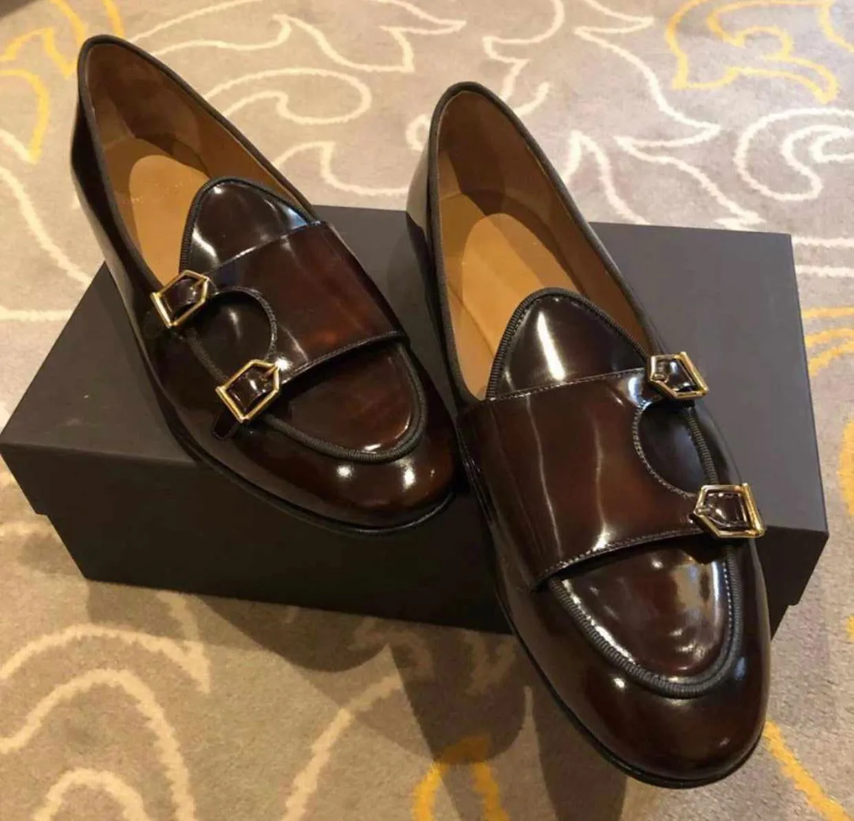 Patent Monk Shoes Men