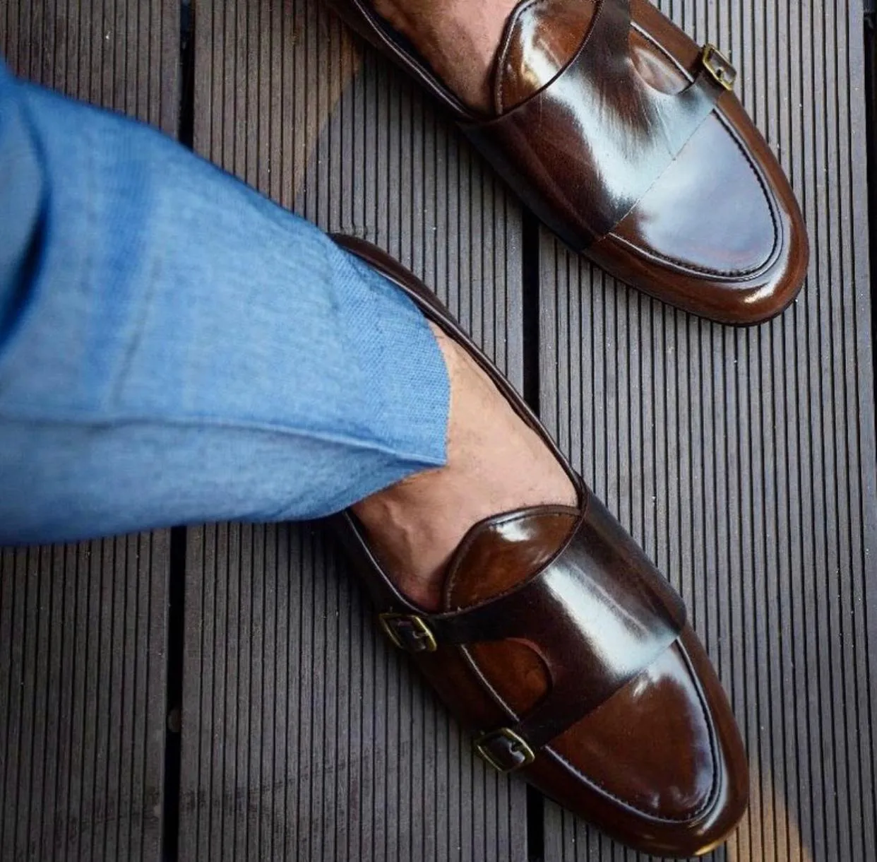 Patent Monk Shoes Men