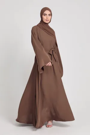 Premium Flared Sleeve Umbrella Cut Closed Abaya - Cocoa