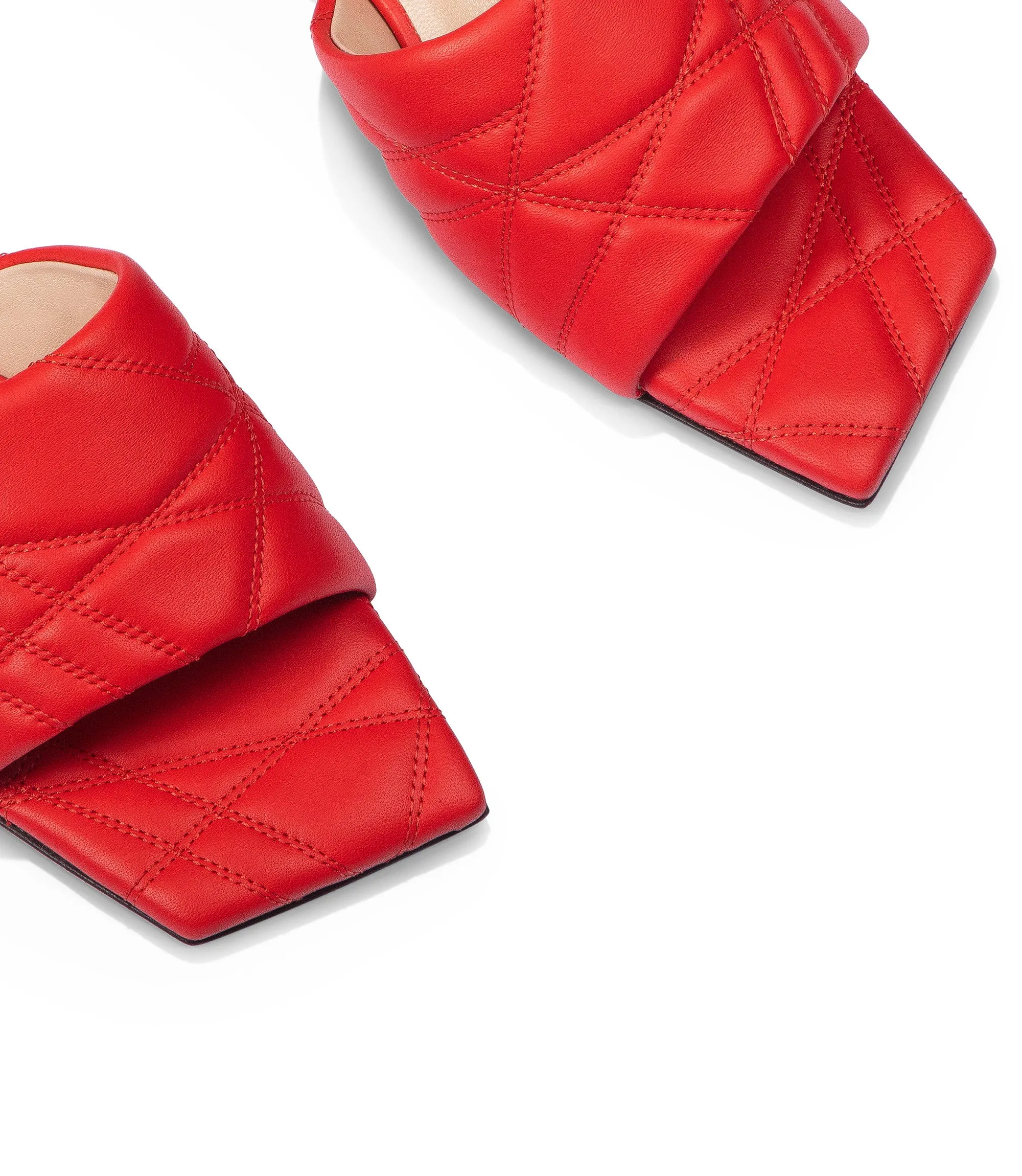 Red quilted nappa leather flat sandals