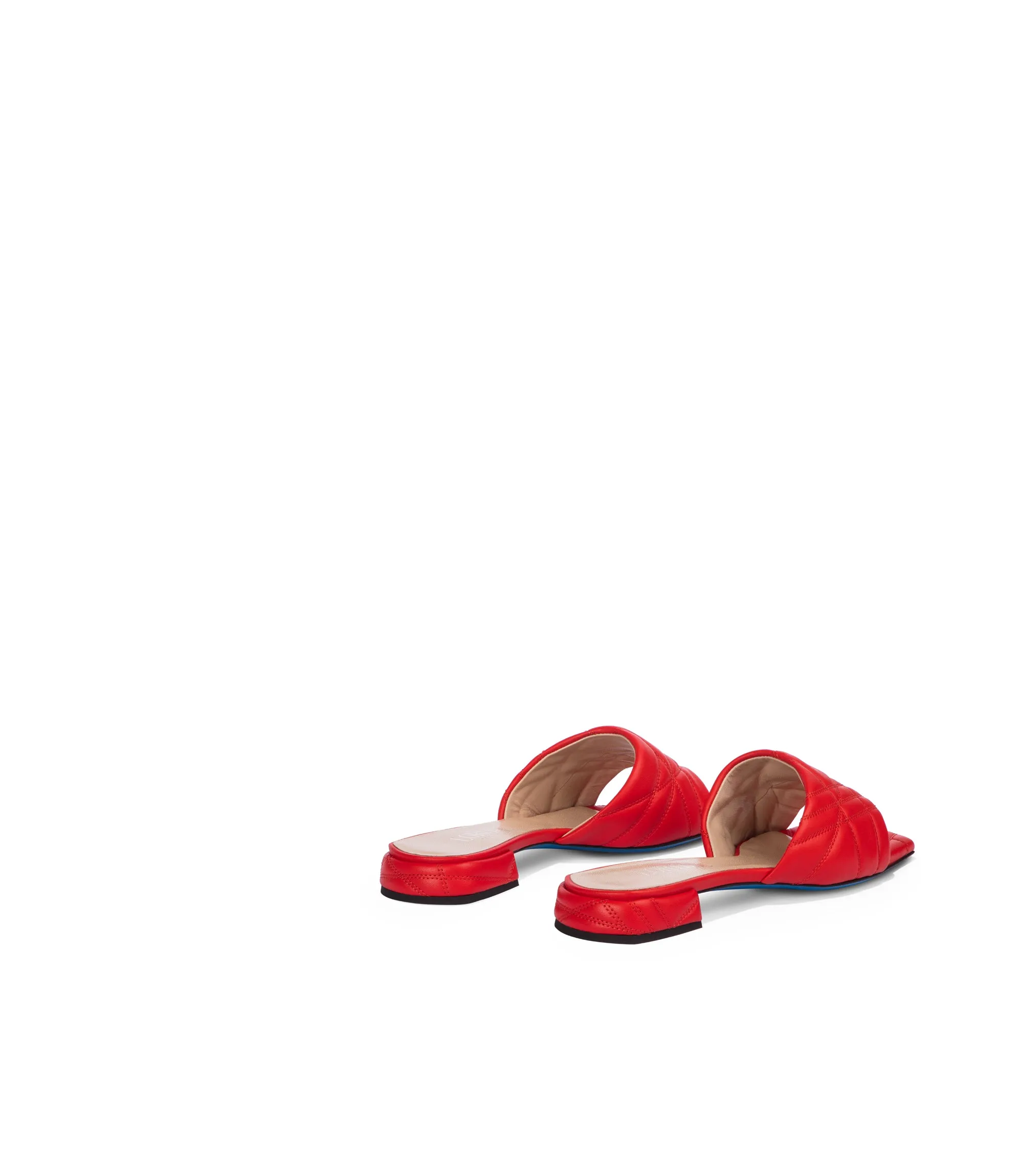 Red quilted nappa leather flat sandals