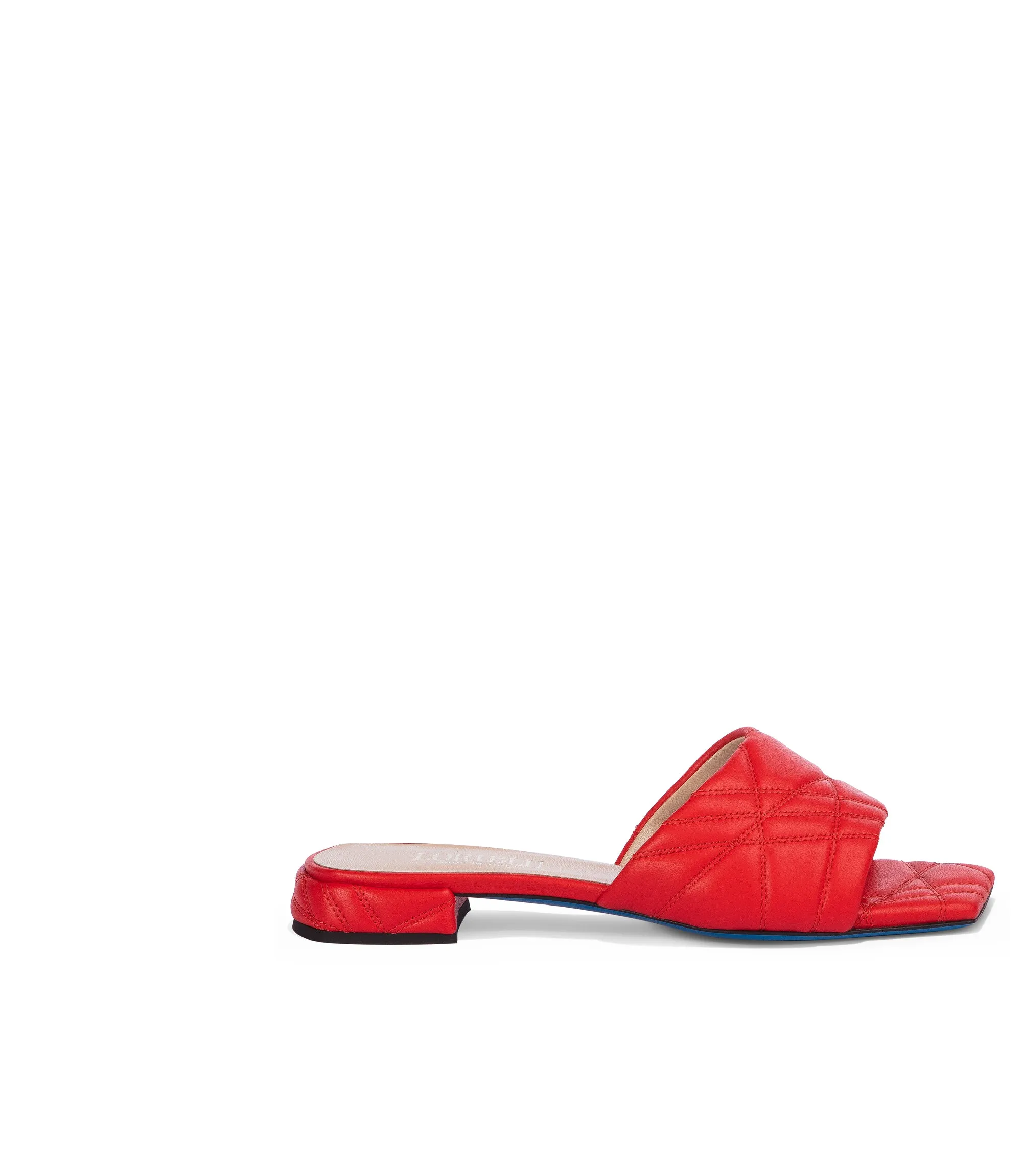 Red quilted nappa leather flat sandals