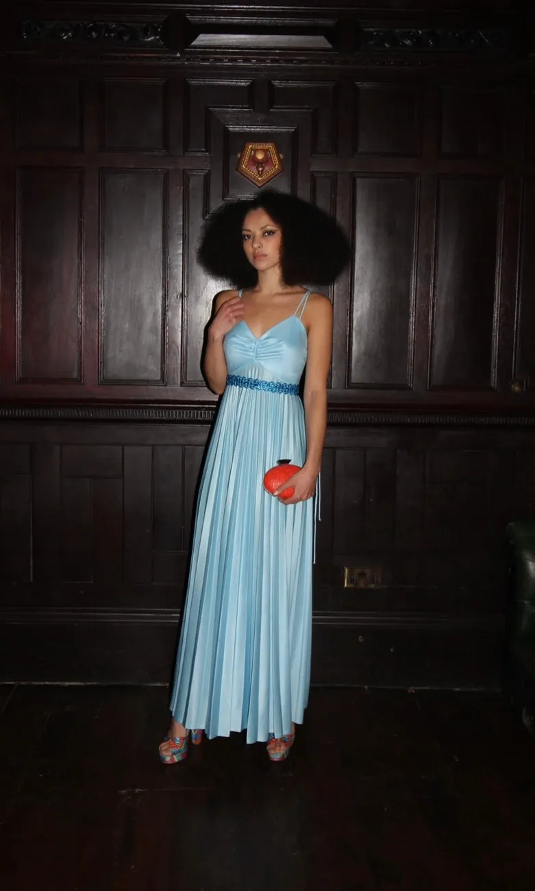 RENT Vintage Blue Maxi pleated dress