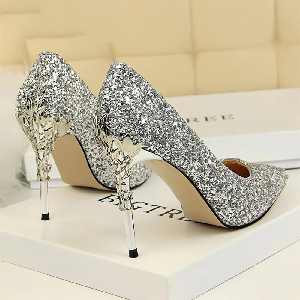 Shine and Glitter Elegant Pointed Toe High Heels Shoes