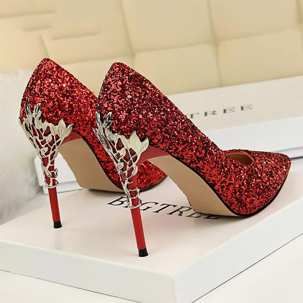 Shine and Glitter Elegant Pointed Toe High Heels Shoes