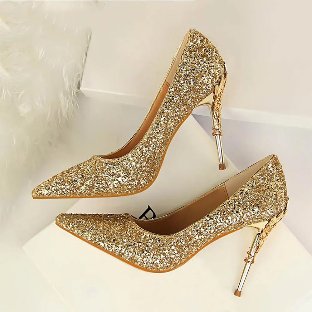 Shine and Glitter Elegant Pointed Toe High Heels Shoes