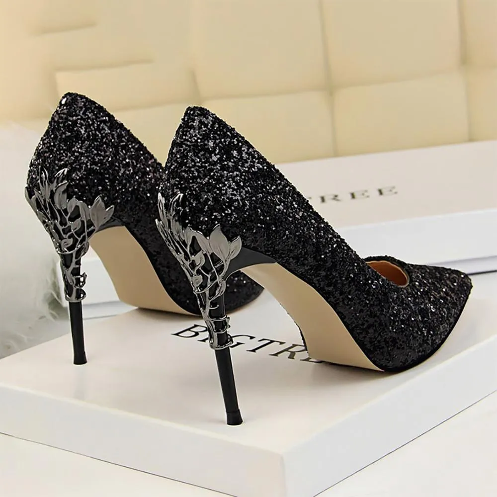 Shine and Glitter Elegant Pointed Toe High Heels Shoes