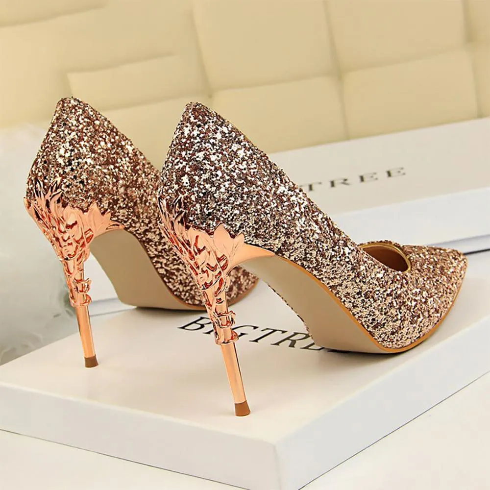 Shine and Glitter Elegant Pointed Toe High Heels Shoes
