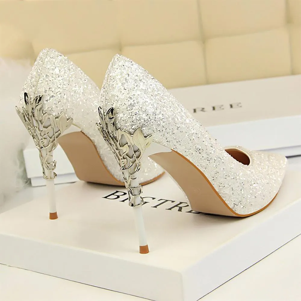 Shine and Glitter Elegant Pointed Toe High Heels Shoes