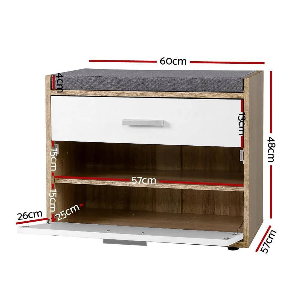 Shoe Cabinet Bench Shoes Storage Organiser Rack Fabric Seat Wooden Cupboard Up to 8 pairs