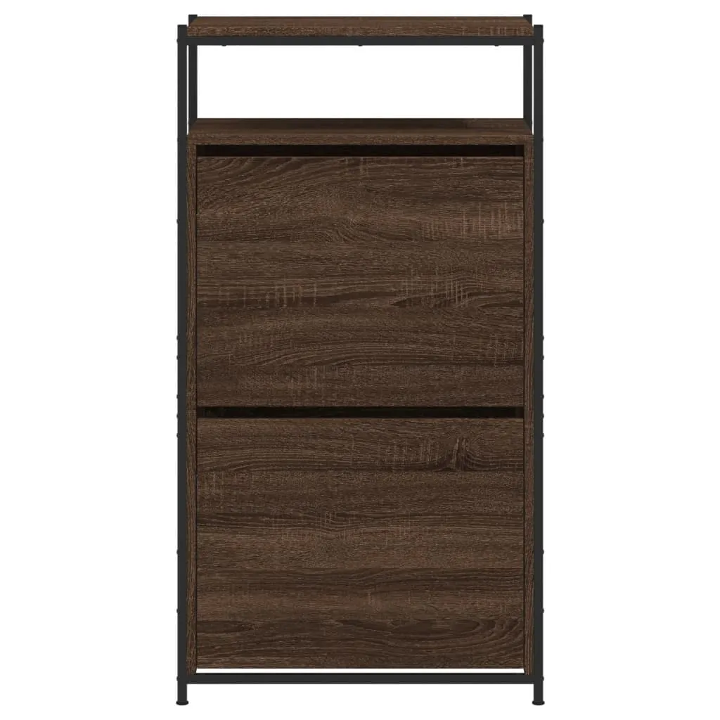 Shoe Cabinet Brown Oak 60x34x112 Engineered Wood