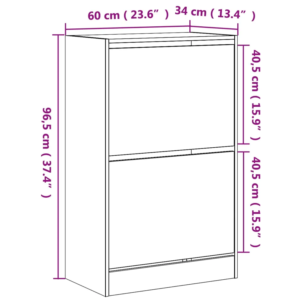 Shoe Cabinet Brown Oak 60x34x96.5 cm Engineered Wood