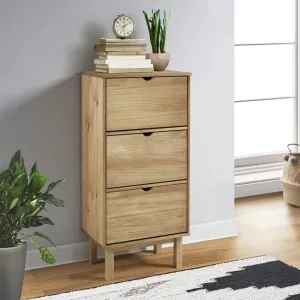 Shoe Cabinet OTTA with 3 Drawers Brown Solid Wood Pine