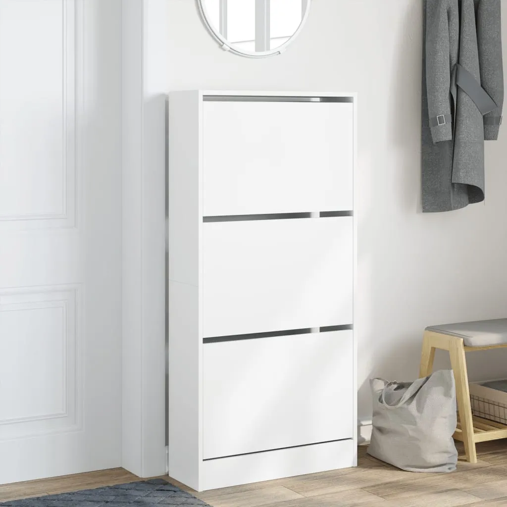 Shoe Cabinet White 60x21x125.5 cm Engineered Wood