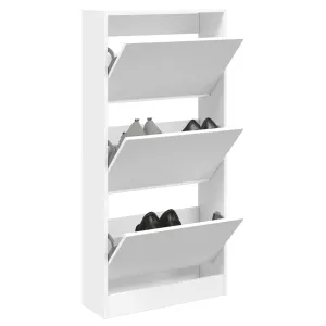 Shoe Cabinet White 60x21x125.5 cm Engineered Wood