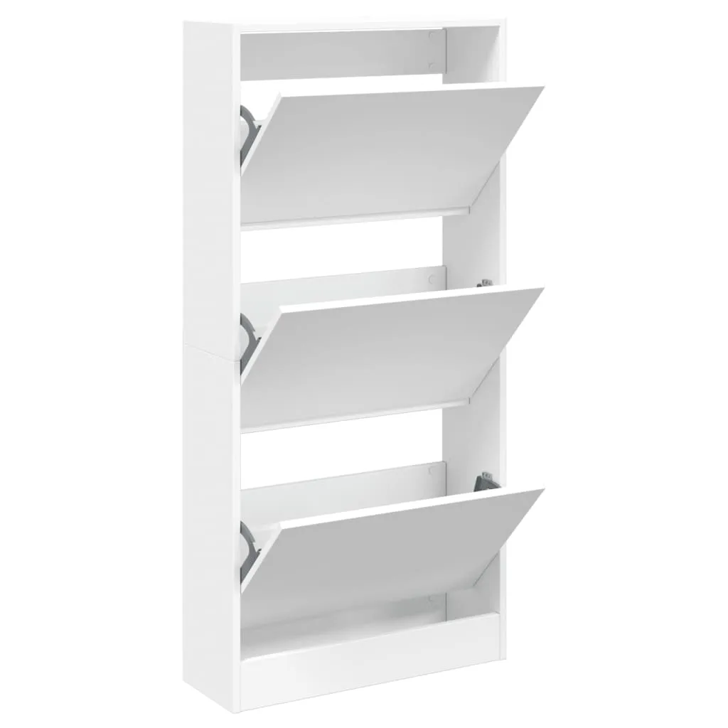 Shoe Cabinet White 60x21x125.5 cm Engineered Wood