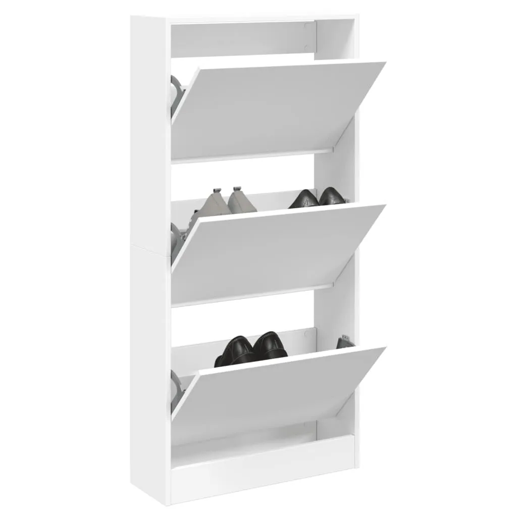 Shoe Cabinet White 60x21x125.5 cm Engineered Wood
