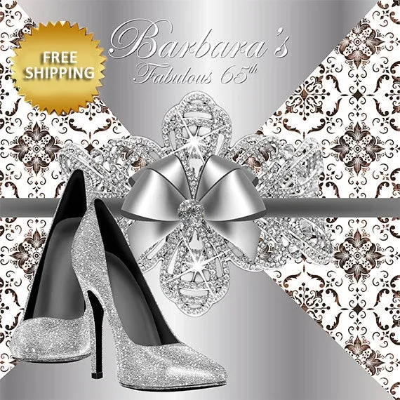 Silver heels Elegant Birthday Custom Step and Repeat Birthday