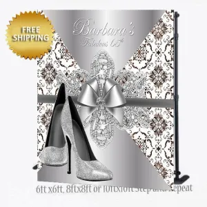 Silver heels Elegant Birthday Custom Step and Repeat Birthday