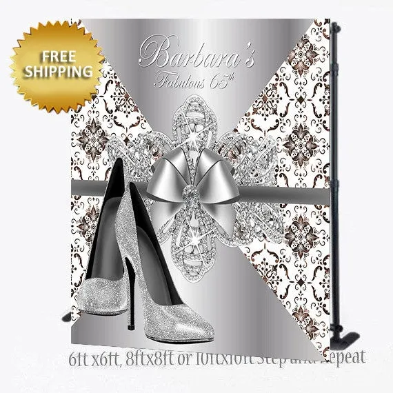 Silver heels Elegant Birthday Custom Step and Repeat Birthday