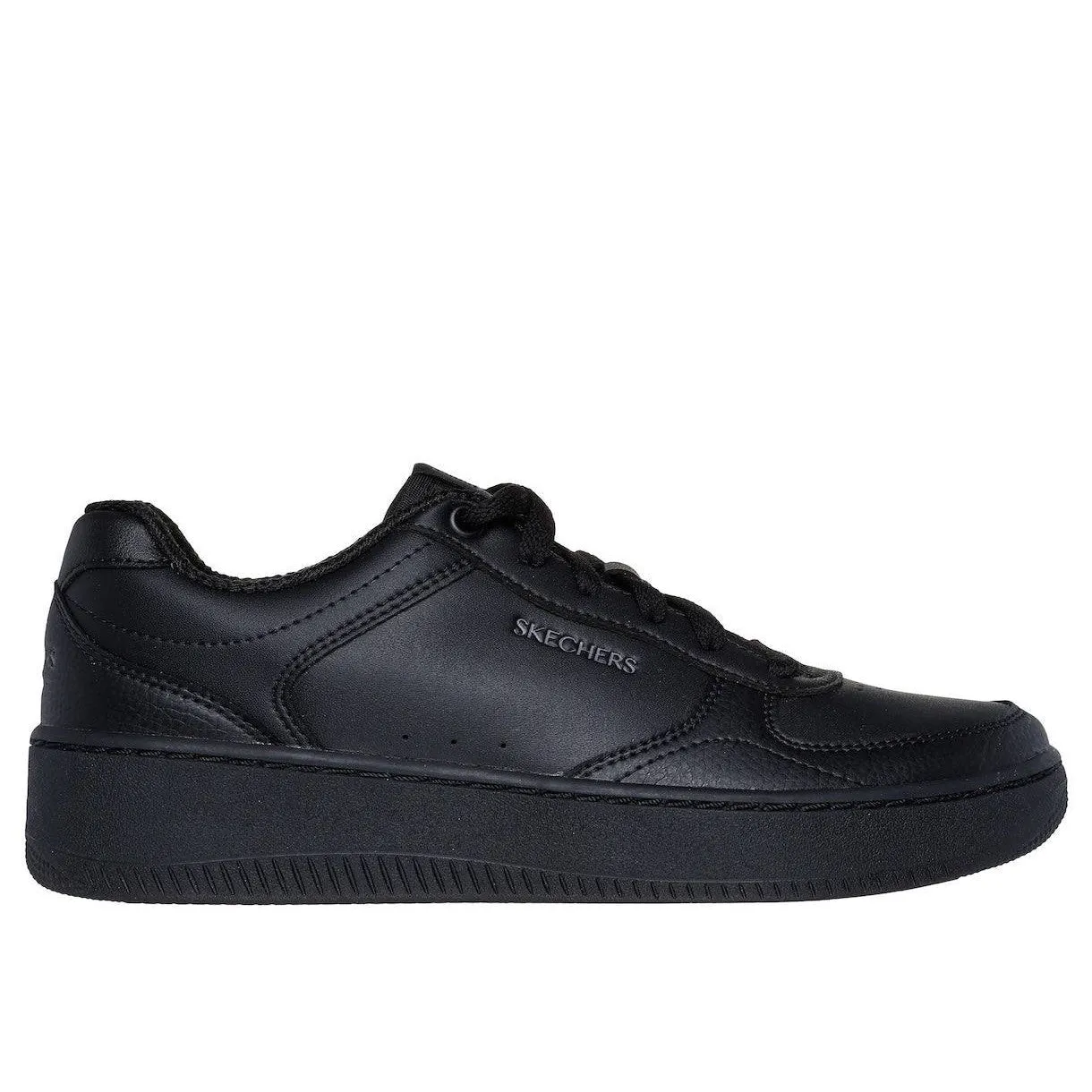 Skechers 185160 Sport Court 2.0 - Co Ladies Black Leather Lace Up Trainers