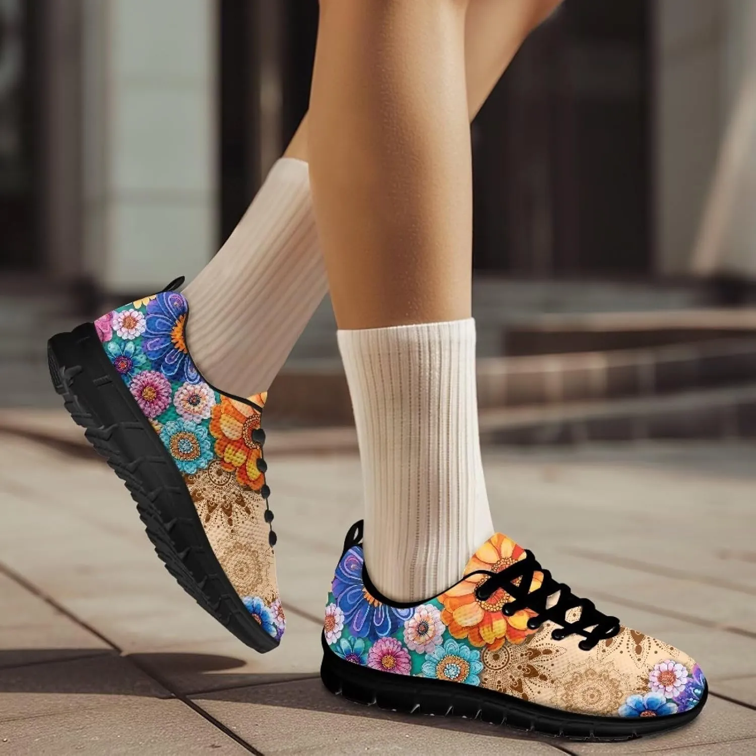 Sneakers Women Comfortable Non-Slip Tennis Hiking Shoes for Women Breathable Lace Up Workout Holiday Running Sneakers US 5-12