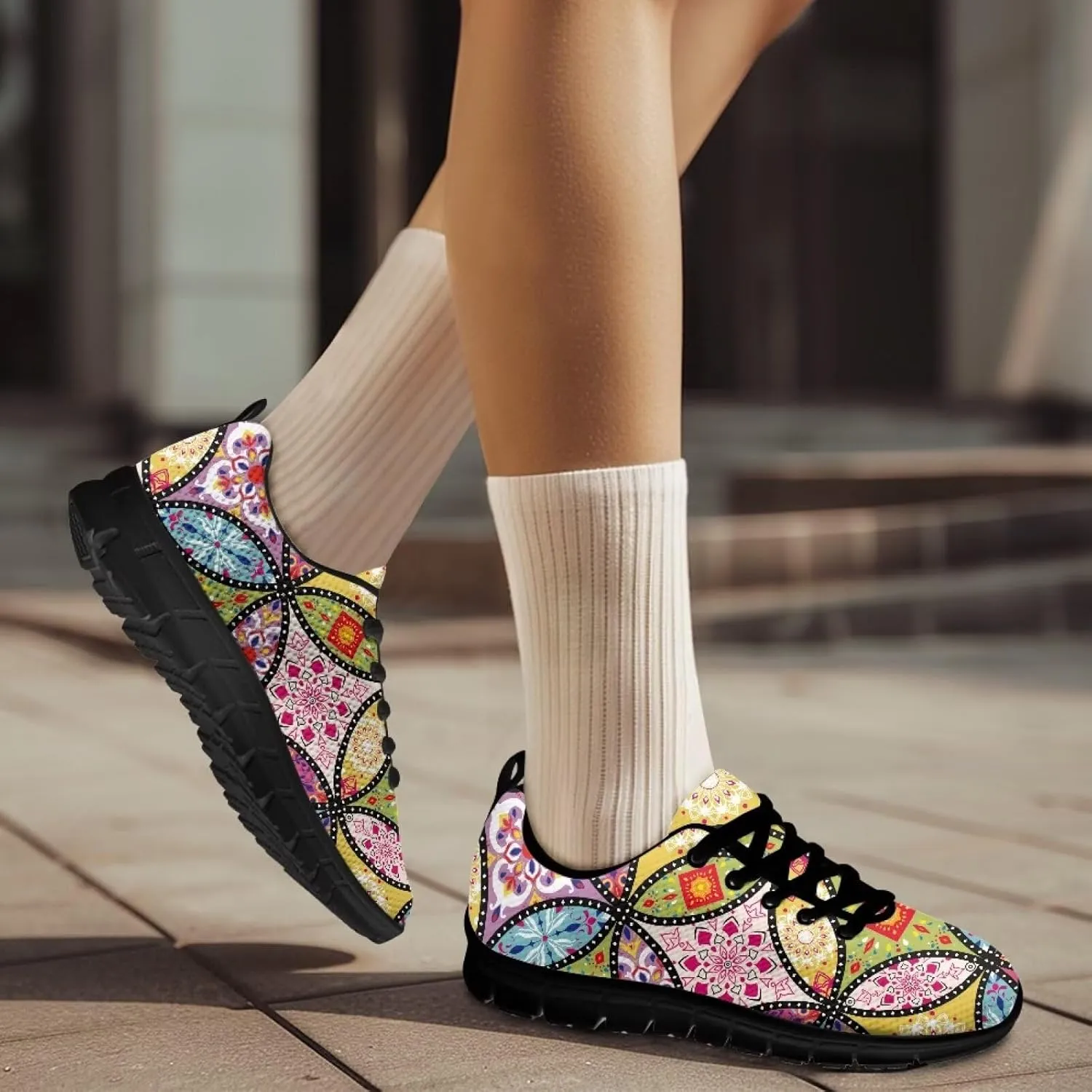 Sneakers Women Comfortable Non-Slip Tennis Hiking Shoes for Women Breathable Lace Up Workout Holiday Running Sneakers US 5-12