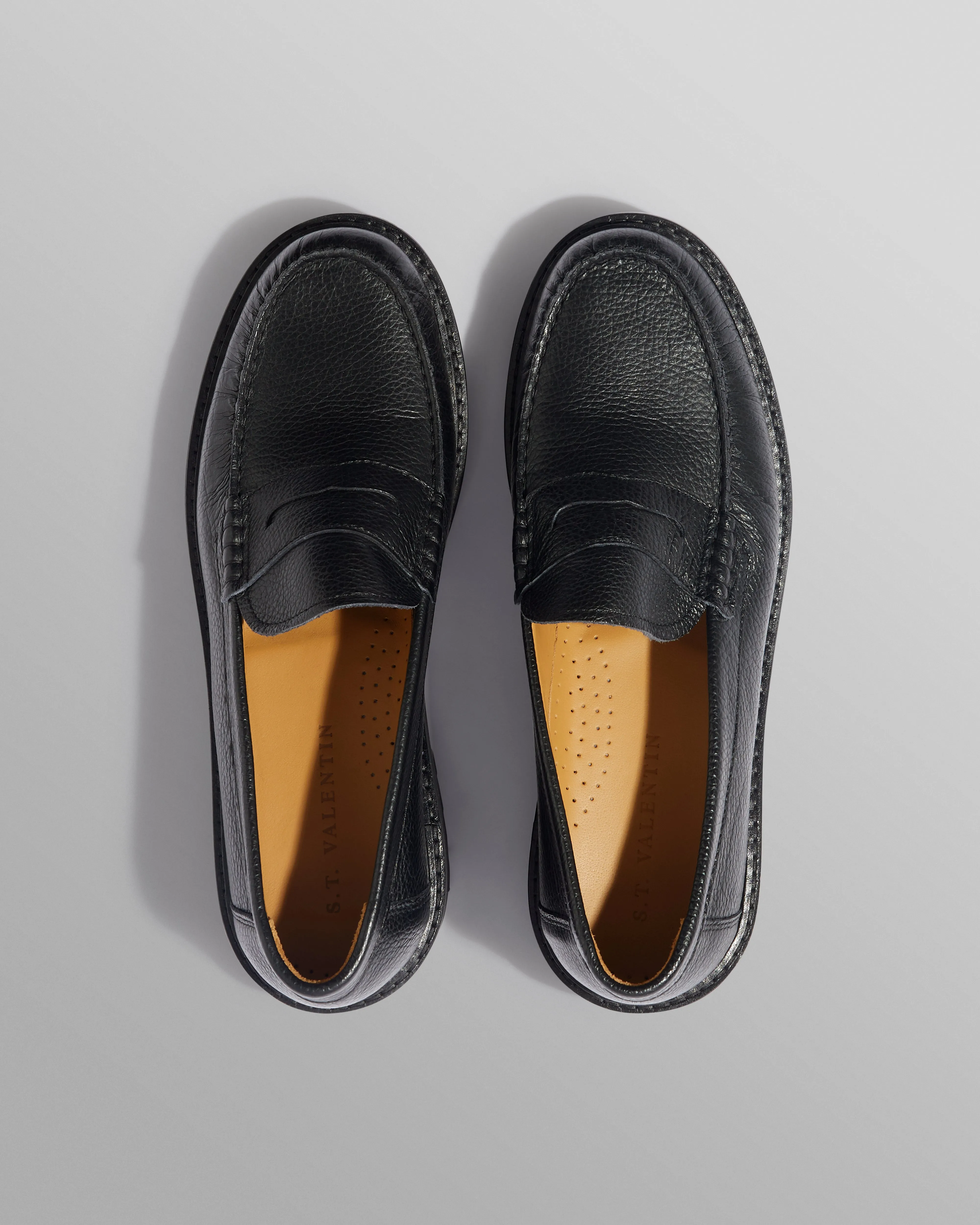 S.T. Valentin - Black Grained Leather Loafers