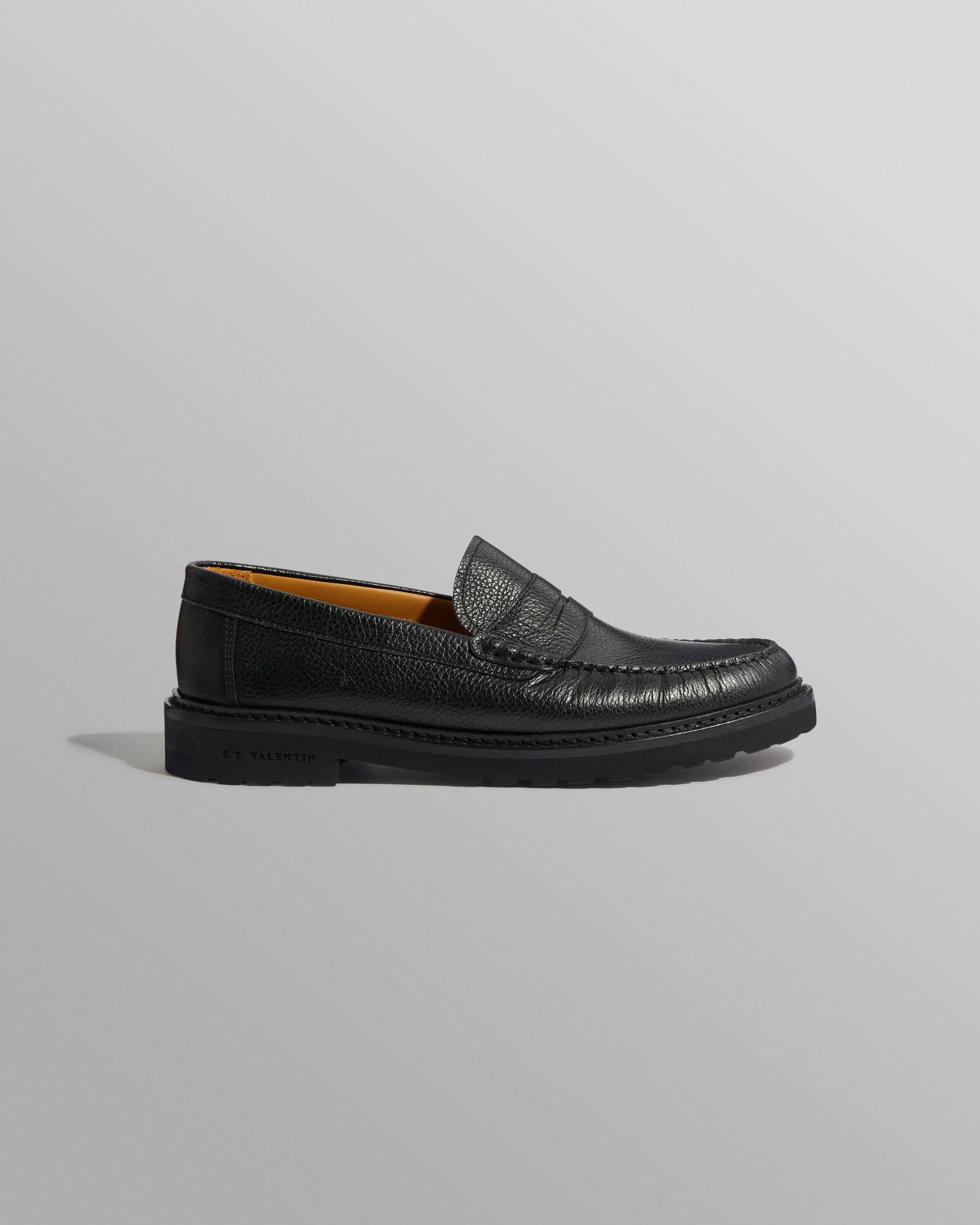 S.T. Valentin - Black Grained Leather Loafers